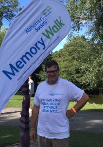 Resident on charity walk for working age dementia.